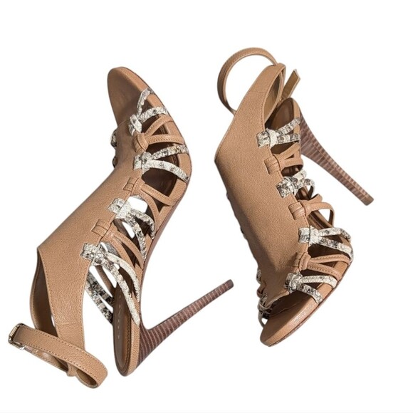 Coach vegan leather Jody open toe sandals woman's 8B python accents heels dressy - Picture 8 of 11